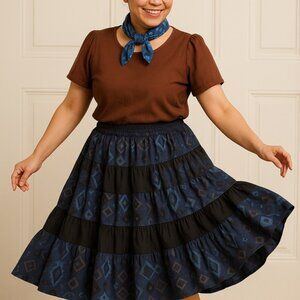 Square Up Fashions Burgundy Square Dance Skirtl SZ Small Lace Ruffle Two Step‎